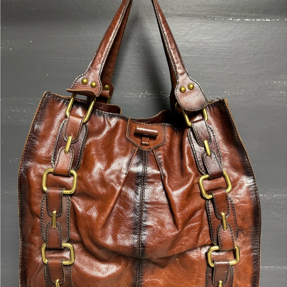 Elegant Brown Leather Tote Bag